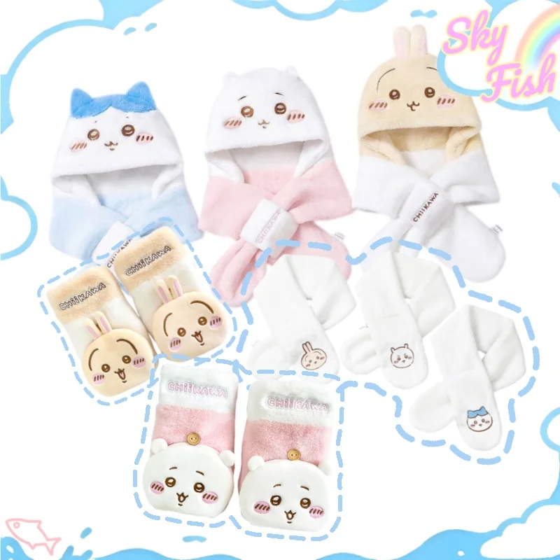 gants-chauds-et-mignons-chiikawa-echarpe-cache-cou-anti-froid-mignon-bonnet-et-echarpe-integres-ensemble-2-pieces-cadeau-d'hiver-pour-les-fans-d'anime-confortable