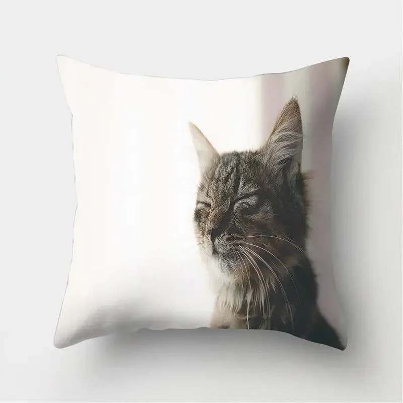 Cute Cat Print Decorative Cushions Pillowcase Polyester Cushion Cover Throw Pillow Sofa Living Room Decoration Pillowcover