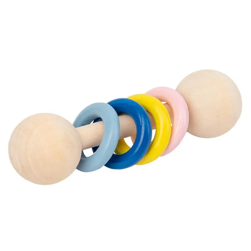 Simple Ring Bell Rattle Toy Handle Music Toys Bell Wooden Baby Rattle Toys