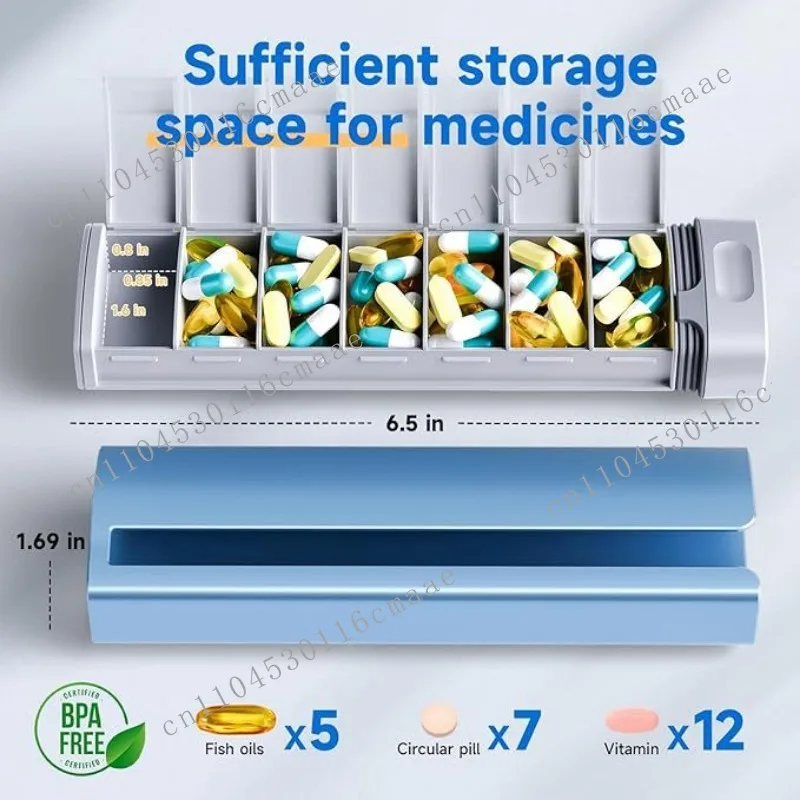 

Popular convenient medicine sub-packaging food grade PP material medicine 7 grid sealed tablet mini storage box