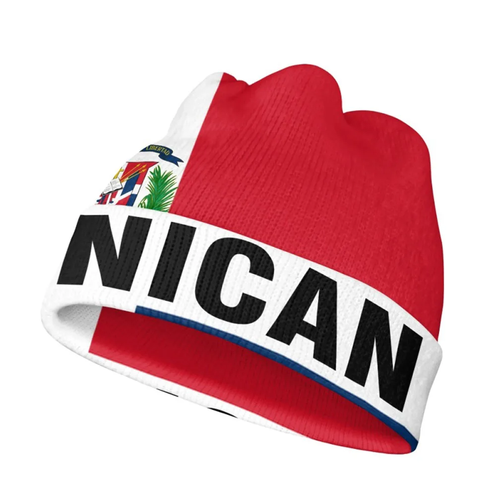 Dominicana Knitted Hat Custom Number Team Logo Winter Cold Knit Warm Caps Travel Nation Dominican Republic Flag Photo Headgear