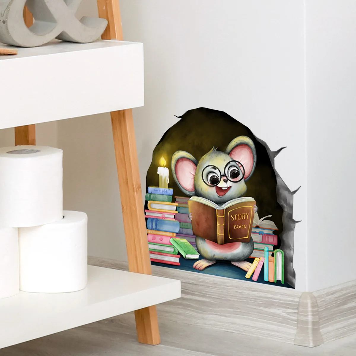 Cute Little Mouse Wall Sticker For Kids Living Room Home Decoration Mural Bedroom Wallpaper Removable Cartoon Funny Rats Decals