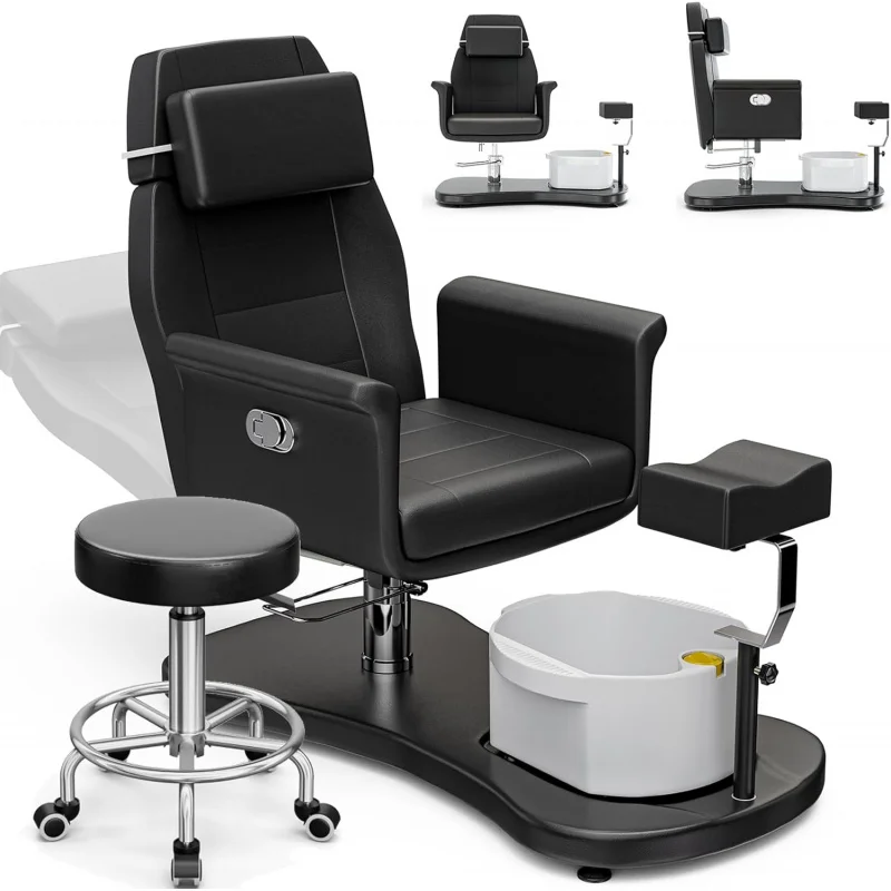 

OKOPA Chair No Plumbing,Portable Station for Nail Tech,360 Swivel Reclining Salon Pedicure Chairs w/Stool,Ma