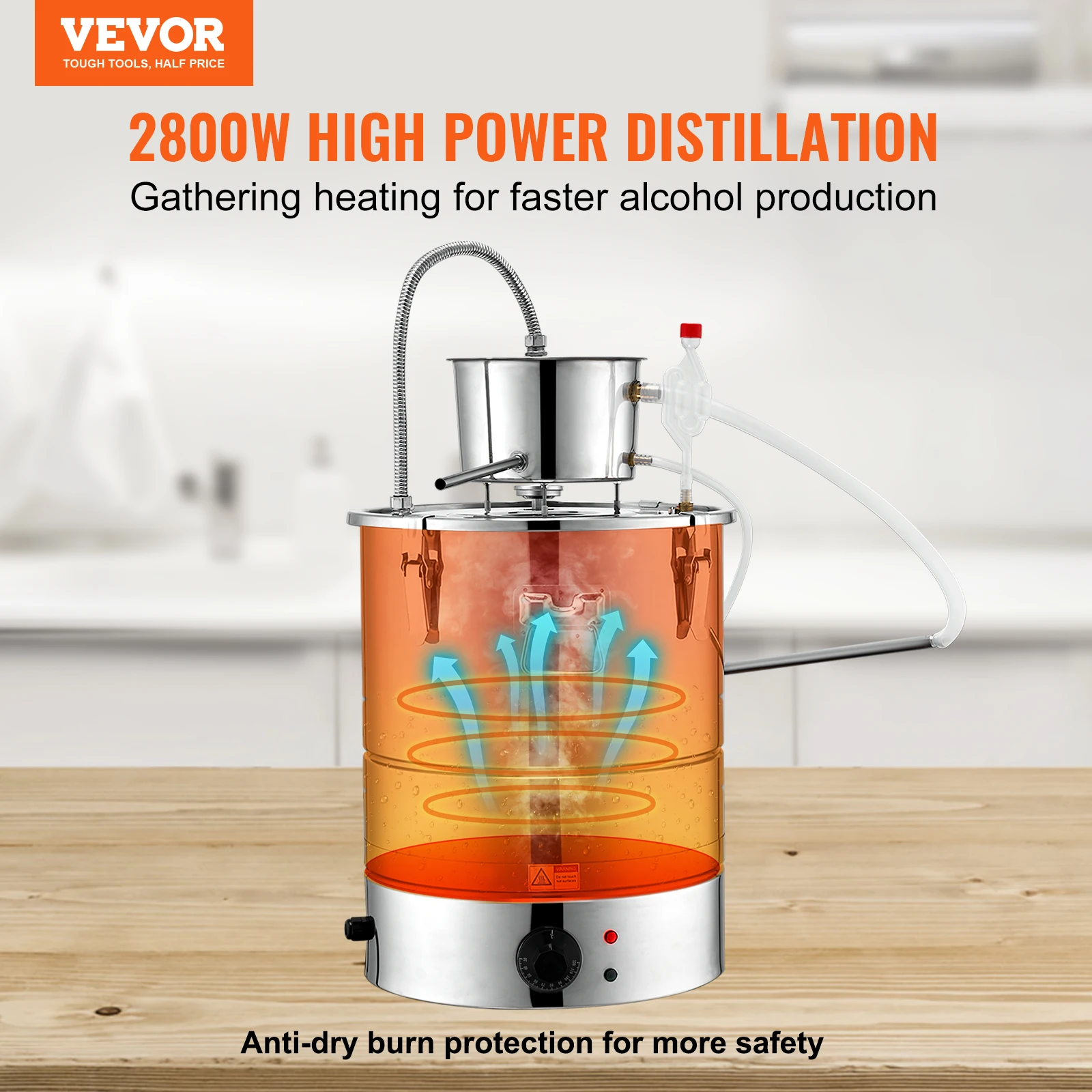 VEVOR Alcohol Still Water Alcohol Distiller Home Distillery Kit include Stainless Steel Tube Pump for DIY Whisky Wine Brandy