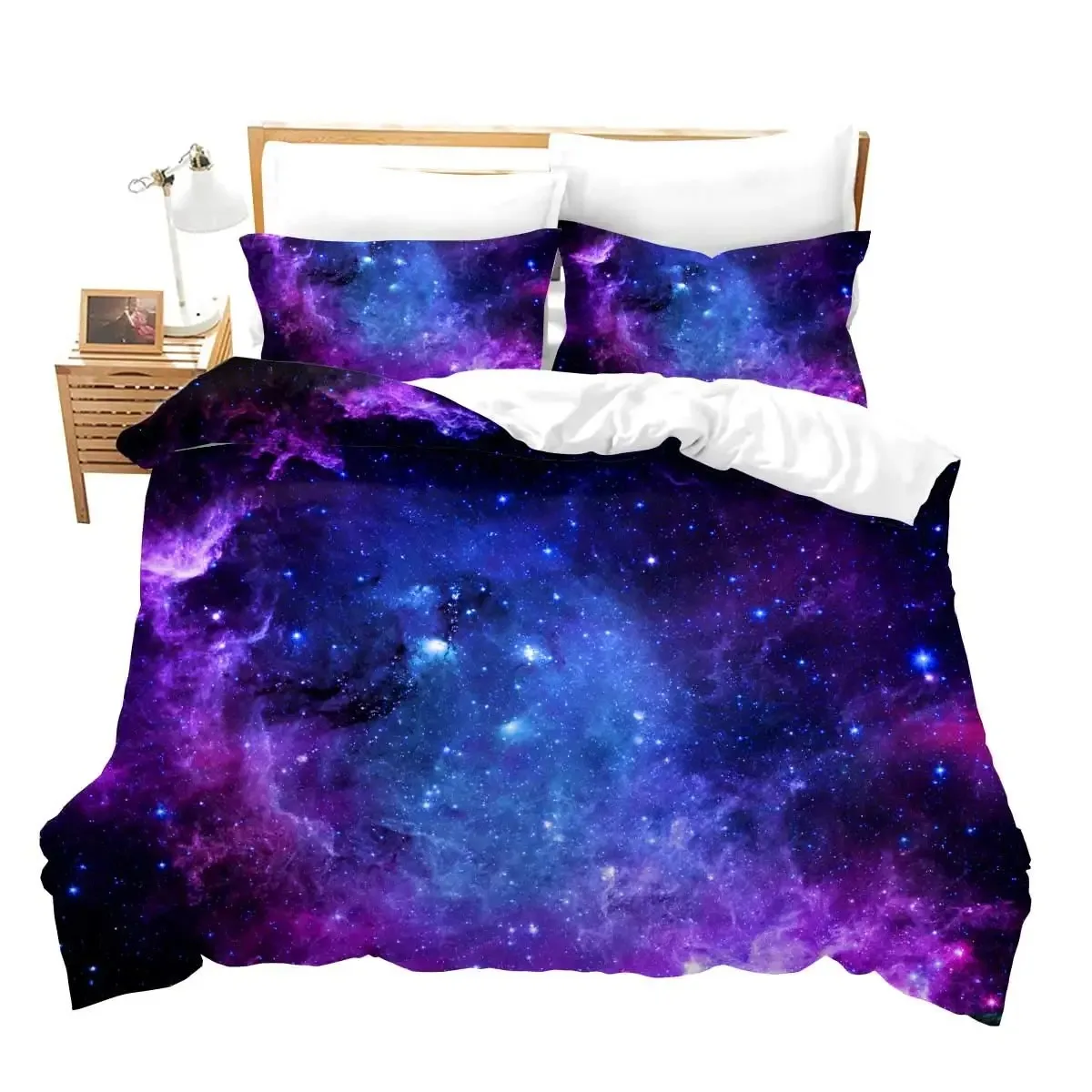 

Galaxy Theme Blue Purple Design Duvet Cover Full Size for Girls Boys Teens Kids Gifts Starry Dream Sky Bedding Set Room Decor