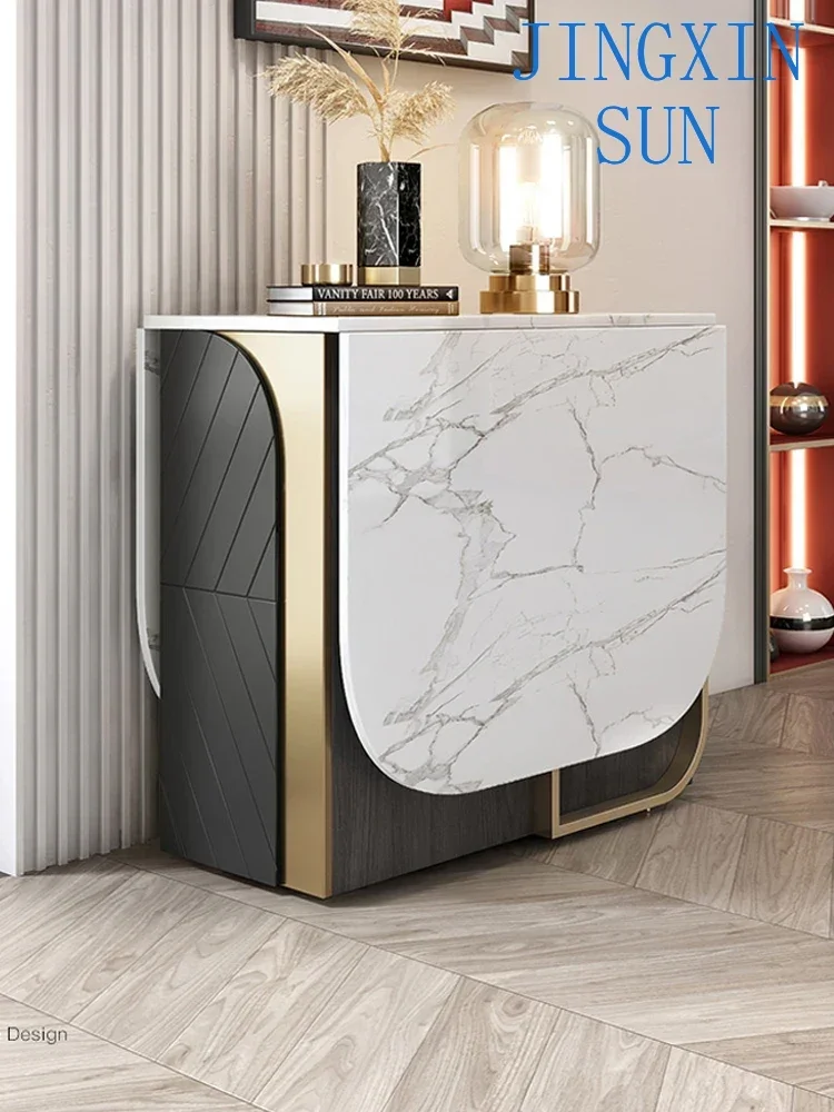 Lightweight and luxurious foldable dining table and chair combination,and multifunctional household telescopic rock dining table