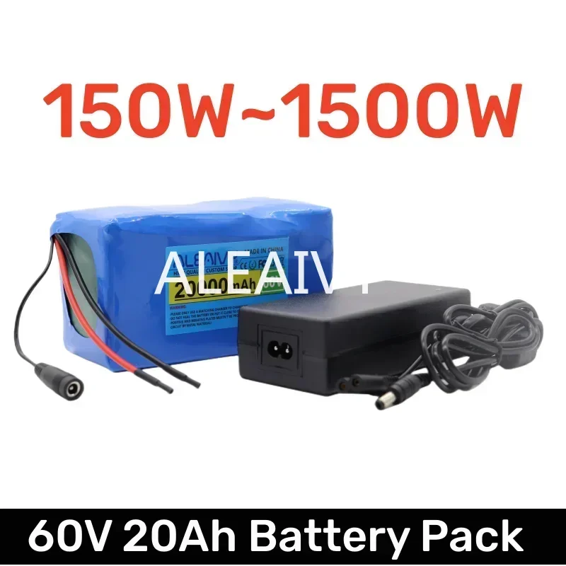 ชุดแบตเตอรี่ Li-ion 18650 20Ah 16S2P 60V 67.2V ลิเธียมไอออน20000mAh จักรยานไฟฟ้าสกู๊ตเตอร์พร้อม30A BMS 750W 1500วัตต์