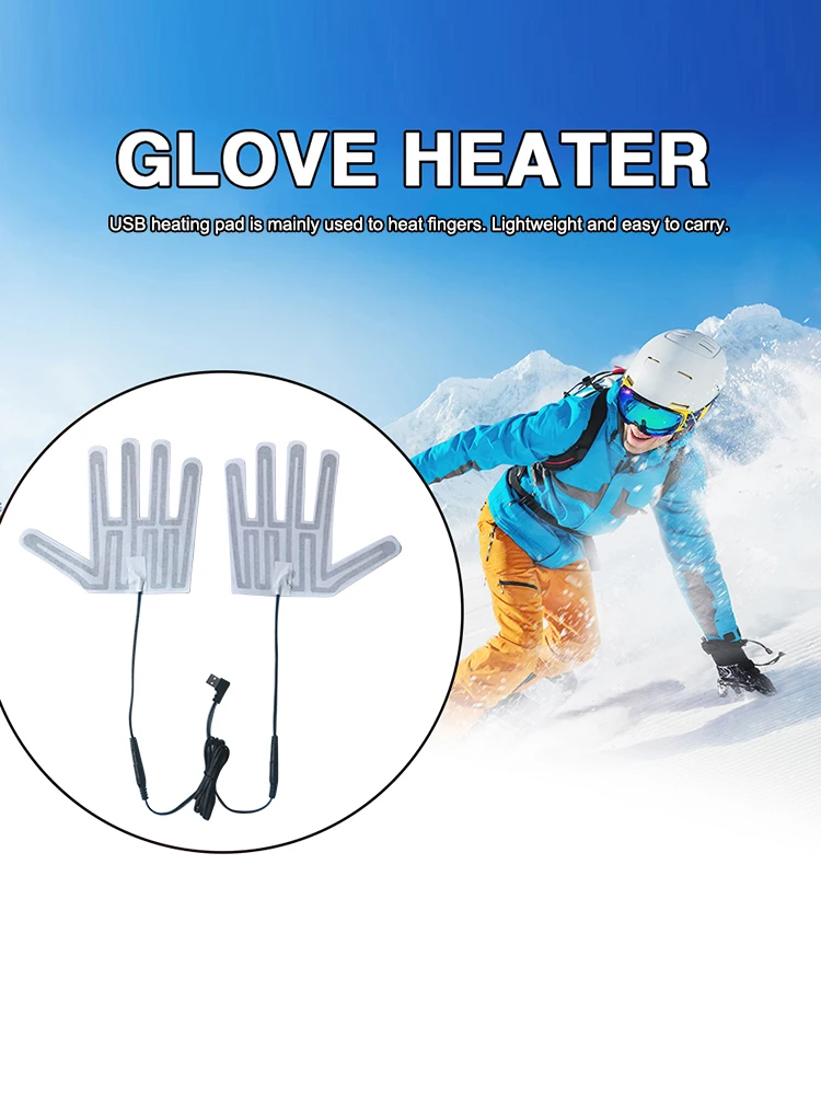 قفازات بخمسة أصابع، وسادة تدفئة، قفازات تسخين كهربائية محمولة، خفيفة الوزن لفصل الشتاء في الهواء الطلق لتدفئة أقدام اليد