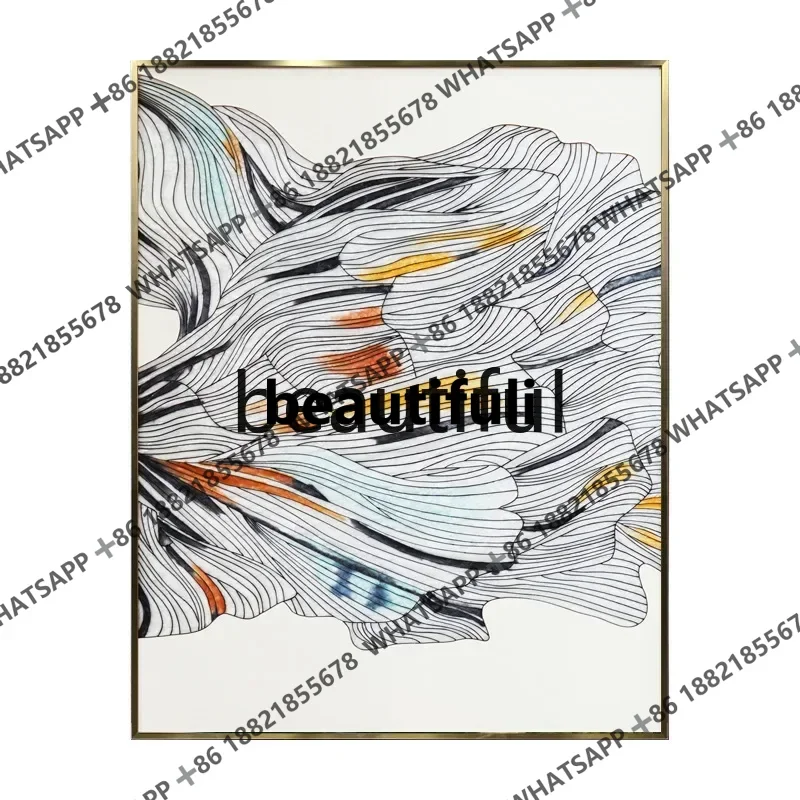 zJ Enamel painting Modern French living room double, abstract line sofa background painting