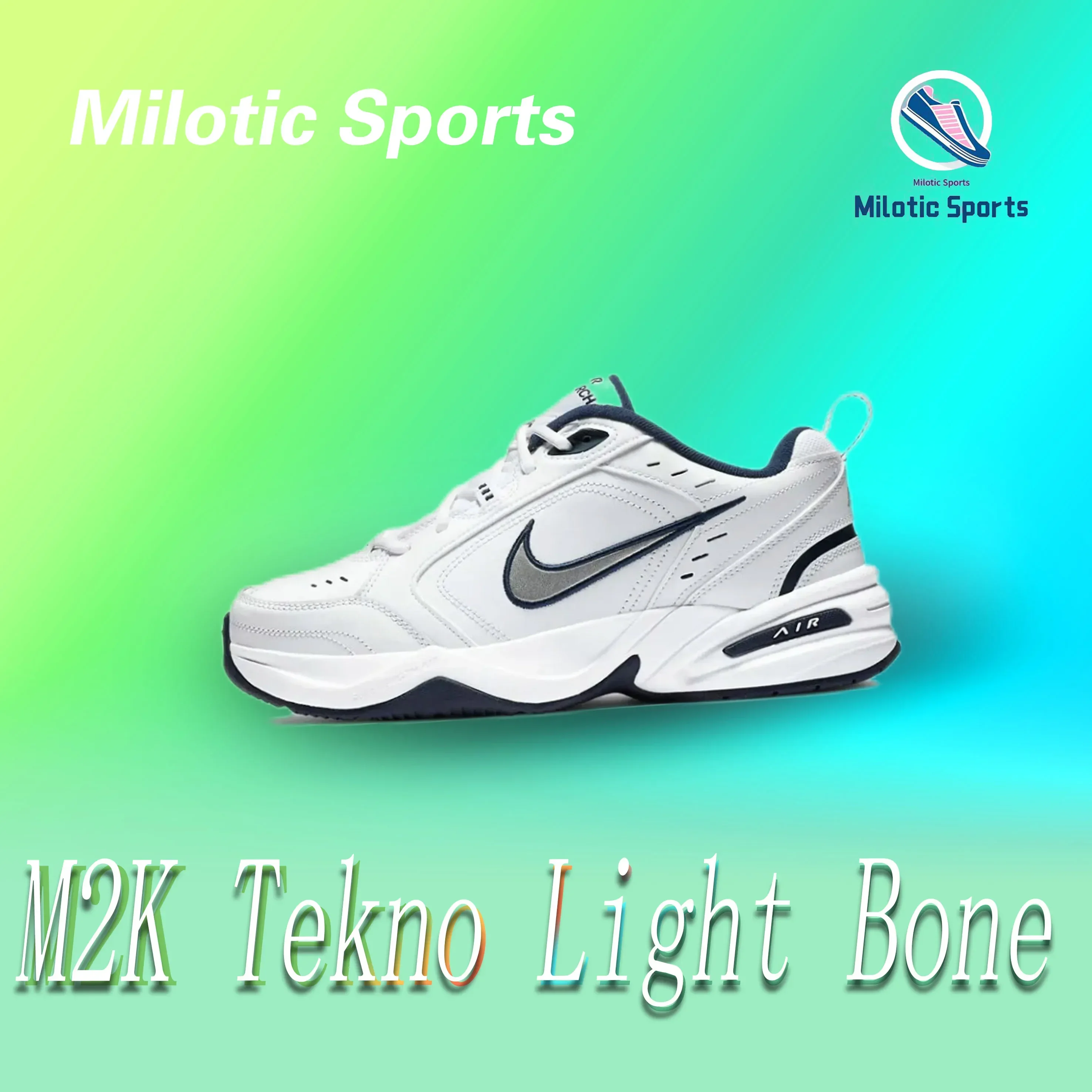 Nike M2K Tekno Light Bone White Navy Retro Classic Anti-slip Wear-resistant Low-top Pop Shoes Casual Shoes Blue White