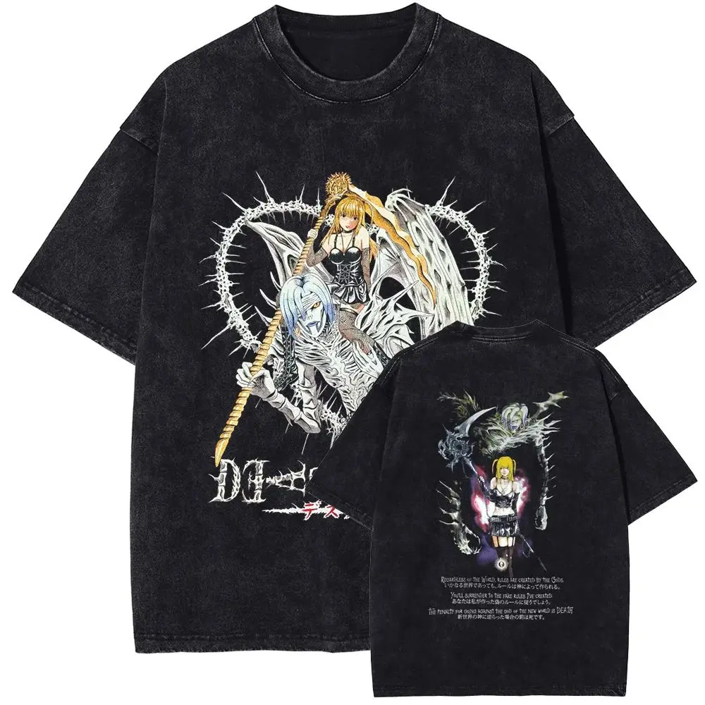 DEATH NOTE MisaMisa Manga T-shirt  VIntage Washed Oversized T Shirt for Men Women Clothing VPure Cotton Short Sleeve Casual Tees