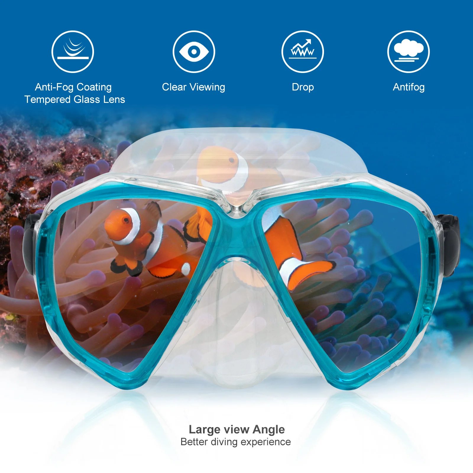 EXP VISION-Anti-Fog Scuba Mask for Adult, Panoramic Diving Kit, Dry Snorkel, Tempered Glass, Swim - Image 6
