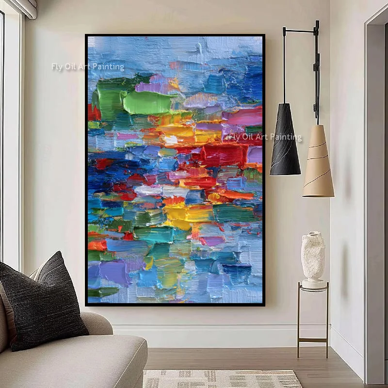 

Abstract Home Wall Items Blue White Canvas Artwork New Popular Design Green Red And White Oil Painting For Room Decor As Gifts