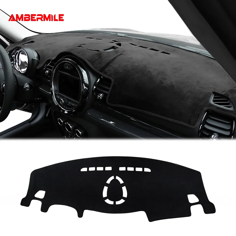 

AMBERMILE Фланелевый коврик для приборной панели Mini Cooper Clubman F54 F55 F56 F60, противоскользящий, аксессуар для автомобиля, накладка на панель, покрытие для приборной панели