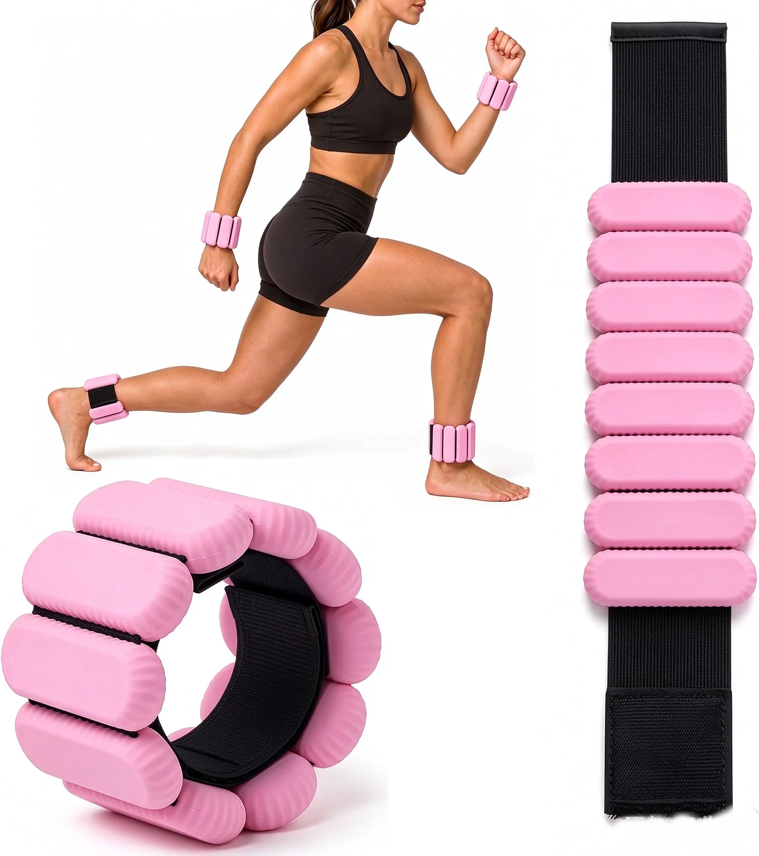 Unisex Wrist & Ankle Weights, 2 Pack, 1 lb Each, Adjustable, Multiple Colors