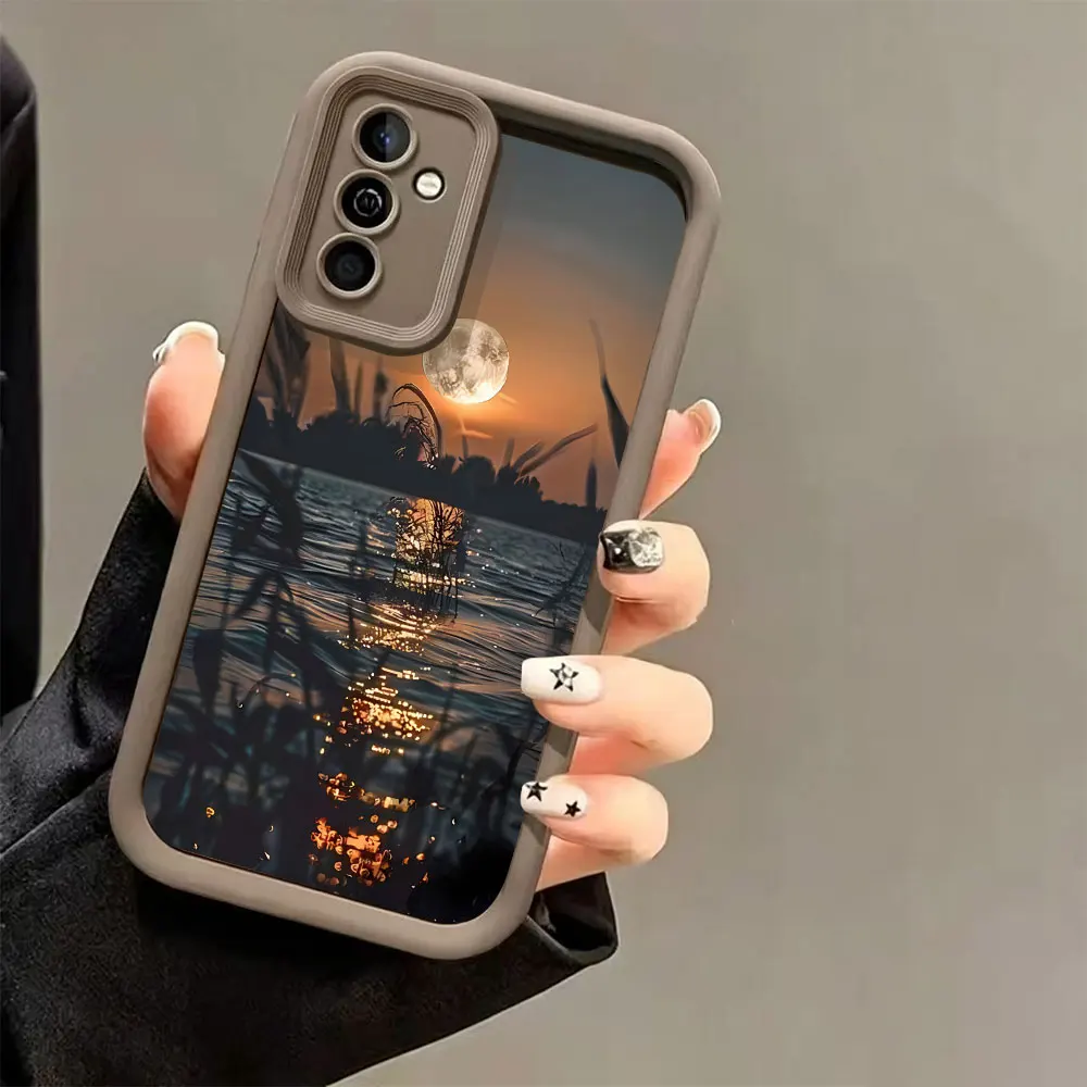 For Samsung Galaxy S26 S25 S24 S23 S22 S21 S20 Ultra Plus FE 2022 5G Dusk Lake Scenery Shockproof Airbag Soft Silicone Cover