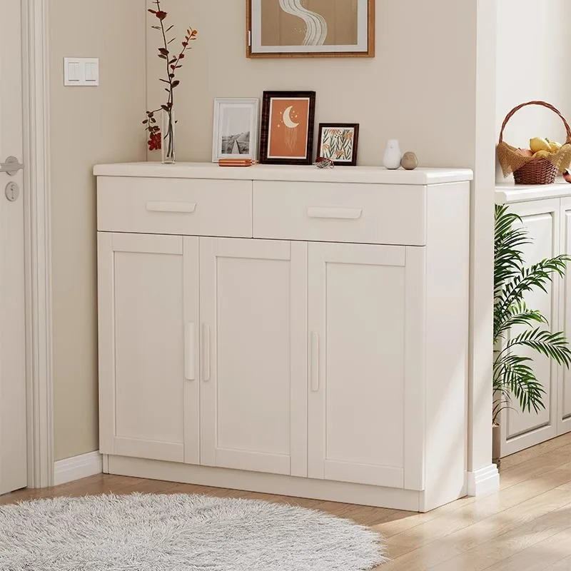 

Nordic solid wood shoe cabinets, two or four doors, wall cabinets at the entrance, modern simple storage partition entrance