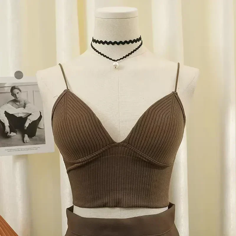 Reggiseno intimo basic sexy spalline a righe canotta sottile canotta bralette tubo da donna senza cuciture lingerie intera imbottita