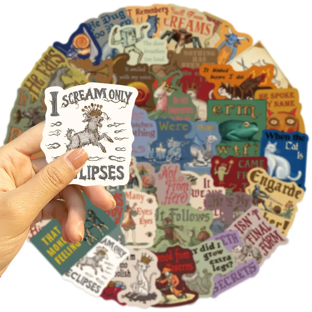 50 Pieces Medieval Eerie Abstract Graffiti Stickers - DIY Waterproof Decorative Decals for Guitars, Notebooks & Luggage