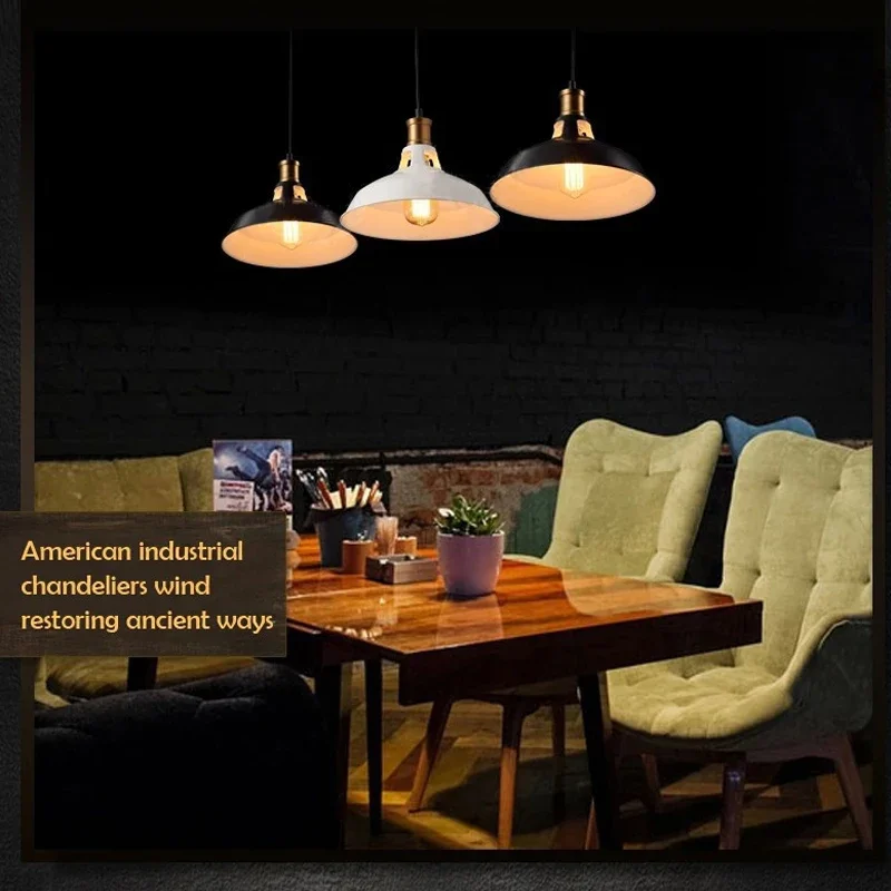 

Retro Industrial Style Art LED Black White Edison Bulb Pendant Lamp Hanging Light Luminaries Lampshade