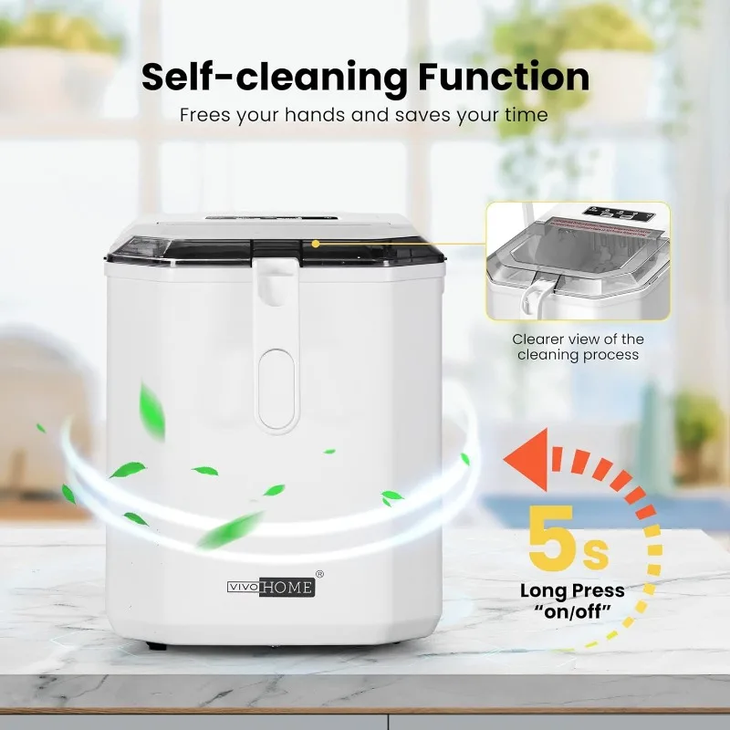 VIVOHOME-Máquina Automática Elétrica Ice Cube Maker, bancada compacta portátil, alça, colher de mão, 10 sacos de gelo e auto