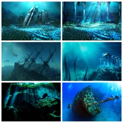 Undersea Ship Cave Banner Section Backdrop Custom Deep Ocean Scene Party Photography Poster Decoration Photo Wall Background