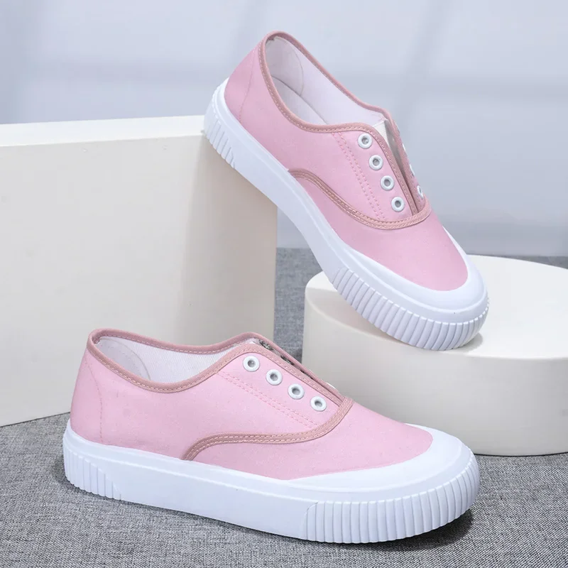 2024de Nieuwe Lente Zomer Nieuwe Casual Canvas Schoenen Casual Platform Vrouwen Schoenen Snoep Kleur Ademende Bovenkant Zachte Zool Loafers