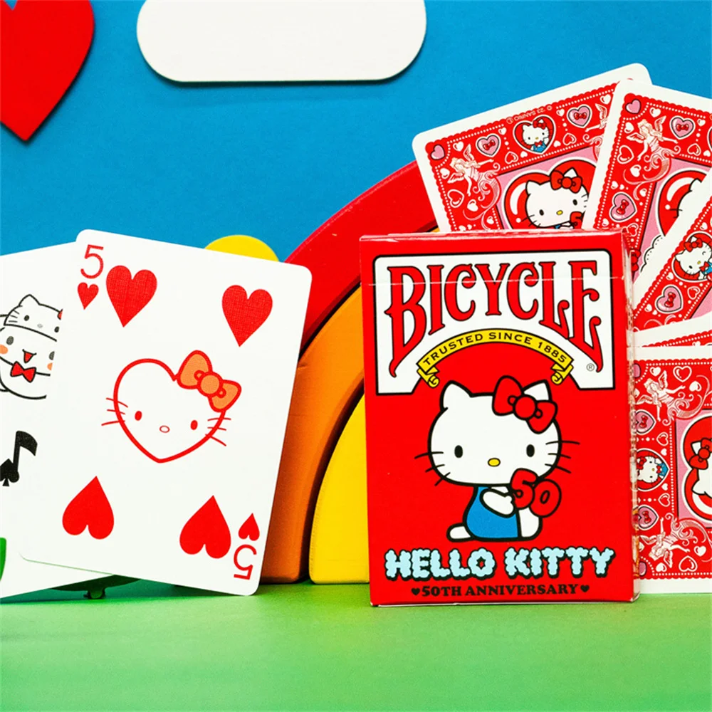 Kawaii olá kitty jogando cartas cosplay anime kuromi poker criativo jogo de festa portátil truques mágicos prop coleção cartões presente