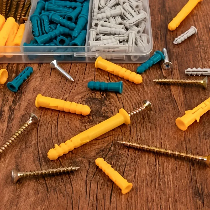 270PCS/100pcs Drywall Anchor and Self Tapping Screw Combination Kit 135 Plastic Wall Anchors + 135 Galvanized Flat Head Screws/5