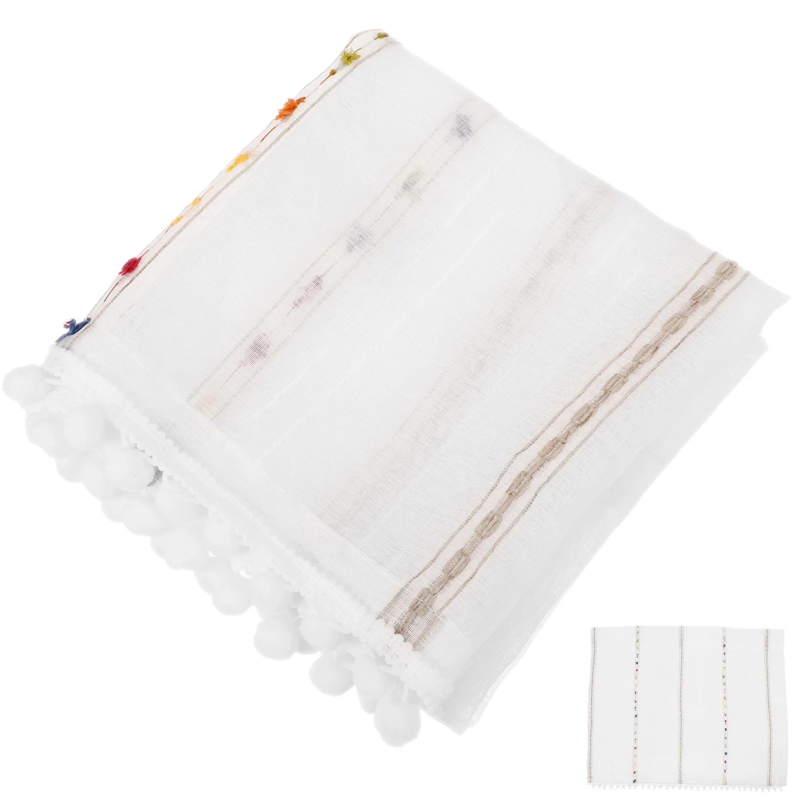 

Short Window Curtain with Colorful Pompom Decor Polyester Kitchen Bedroom Half Curtain for Home Decor Drape Cafe Bar