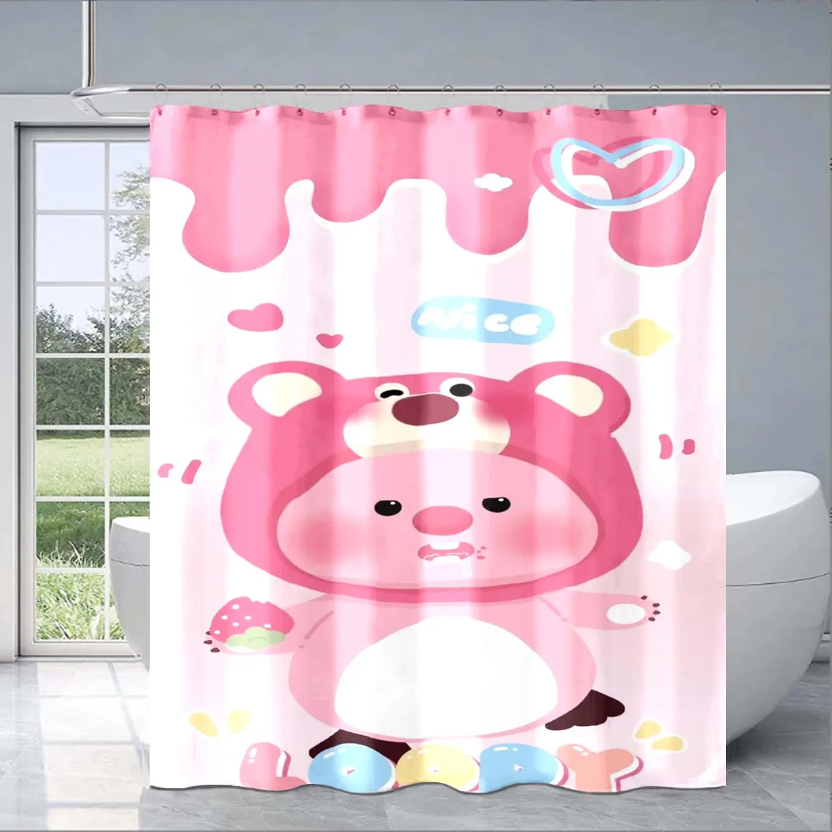 Cartoon Cute Loopy Shower Curtain Decoration Gift Suitable for Adults and Children's Bathroom Shower Curtain