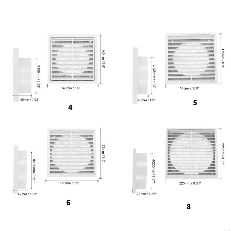 غطاء مصبغة بفتحة تهوية مربعة من البلاستيك فتحة تهوية مع غطاء تهوية شبكي لشاشة الطيران سهل الاستخدام L43B #6