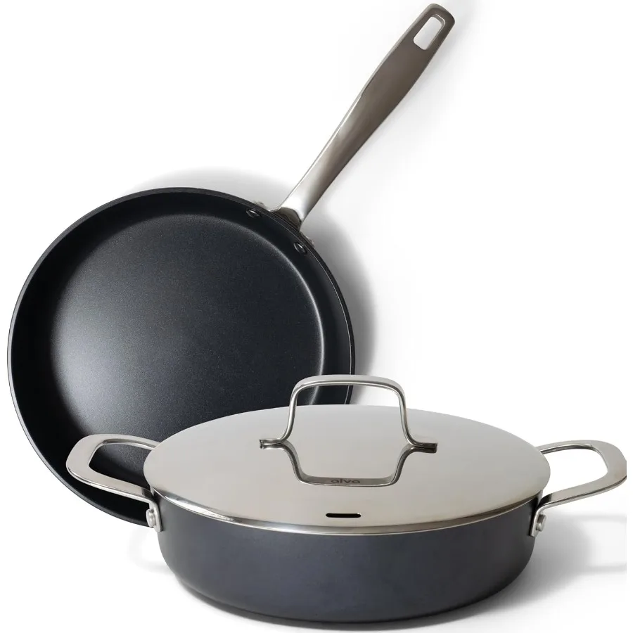

Maestro Ceramic Cookware Set 11" Nonstick Fry Pan + 3.5QT Sauté Pan and Lid PFAS PTFEFree for Healthy Cooking Induction and Ove