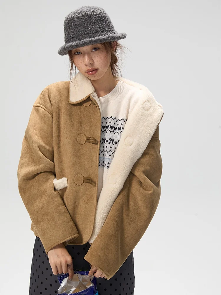 about Passion Retro Suede Lamb Fur Jaet Women's Autumn Winter Design Inteated Leather Fur Coat Warm Sli Ladies Outerwear