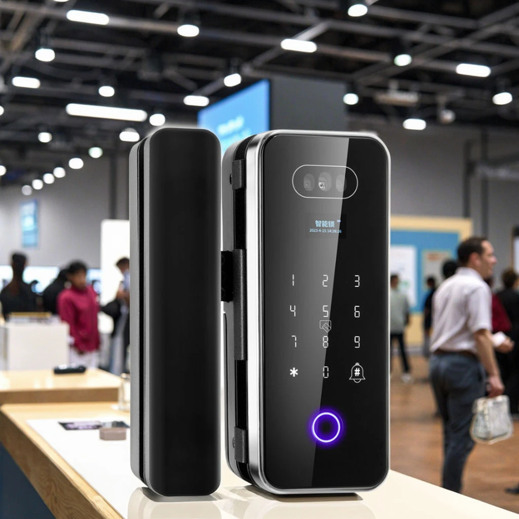 Premium Frameless Glass Sliding Door Smart Lock Keyless Digital Fingerprint Access Control System For Office Use