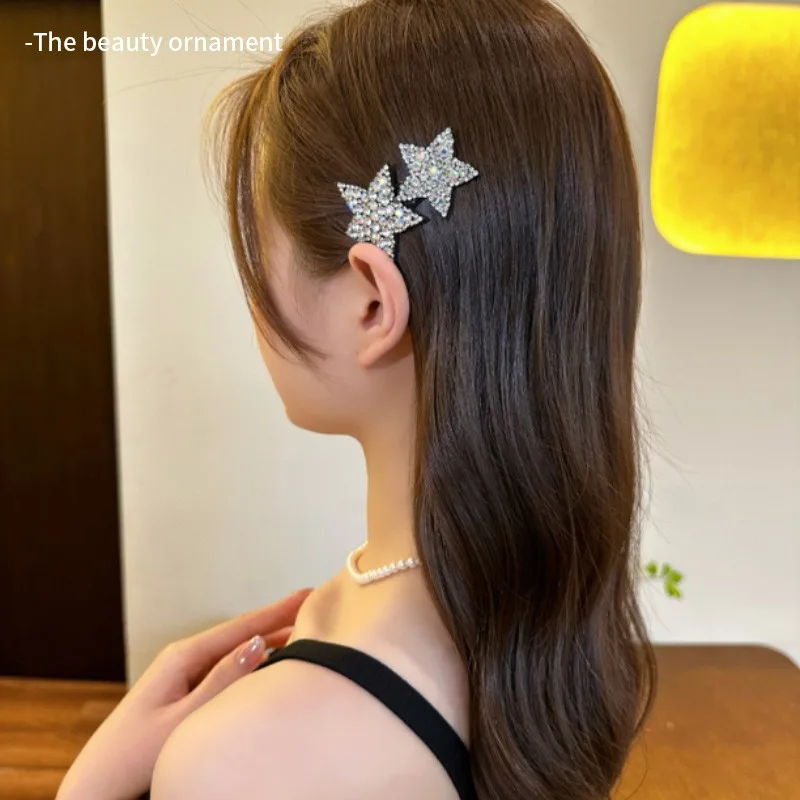 Korean Fashion Star Rhinestone Hairpins Women Girls Hair Clips Pins Barrettes Accessories Hairgrips Headdress Headwear Ornament