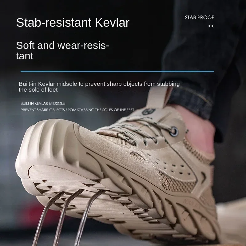 Summer Breathable  Labor Protection Shoes For Men Anti Impact Anti Puncture Non Odorous Feet Insulated Safety Shoes