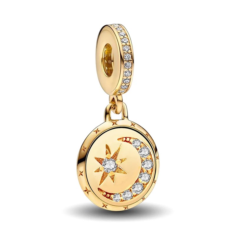 925 Sterling Silber Glühwürmchen Liebesherz Goldene Serie Charms Passend für DIY Armband Halskette Geschenk Hochwertige Feine Schmuckstücke