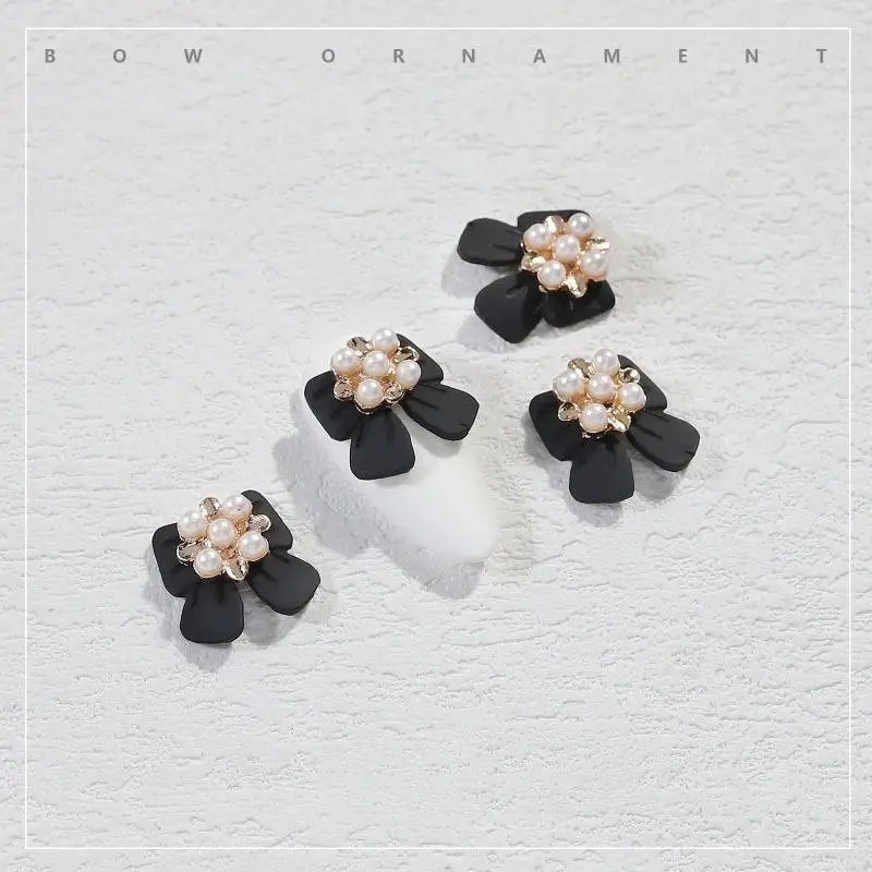 R3MF Bowknot Pearl Beads Uil Art Charms Bows