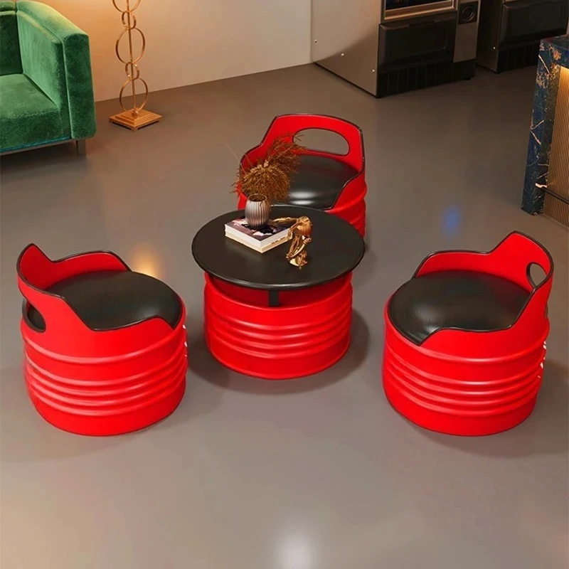 Iron Bar Furniture Sets Decorative Coffee Table and Chairs Modern Bar Stool 4 Person Backrest Chair Modern Living Room Furniture
