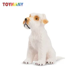 Simulation Dog Pet Animal Model Toy Mini Sitting White Schnauzer Puppy Figures Dolls Action Figurines Toys for Children Gift