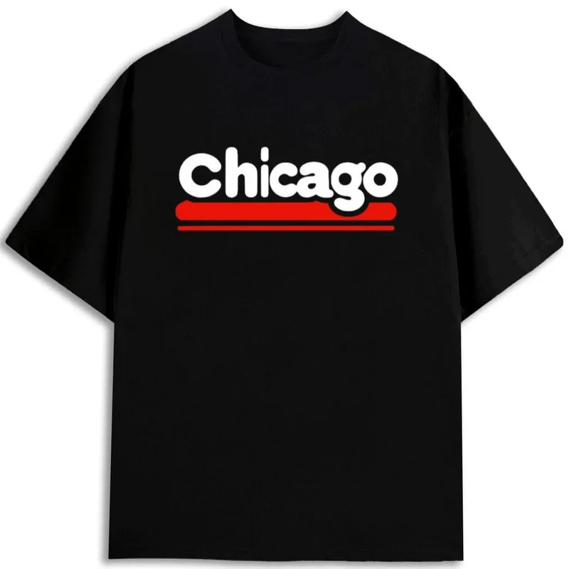 

Chicago Print Black Cotton Crew Neck Regular Men's T-Shirt