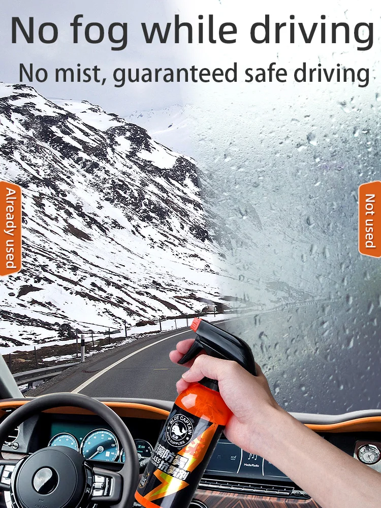 Anti-fog spray for car mirrors, rearview mirrors, and windshields to prevent fogging and rain droplets on vehicle windows