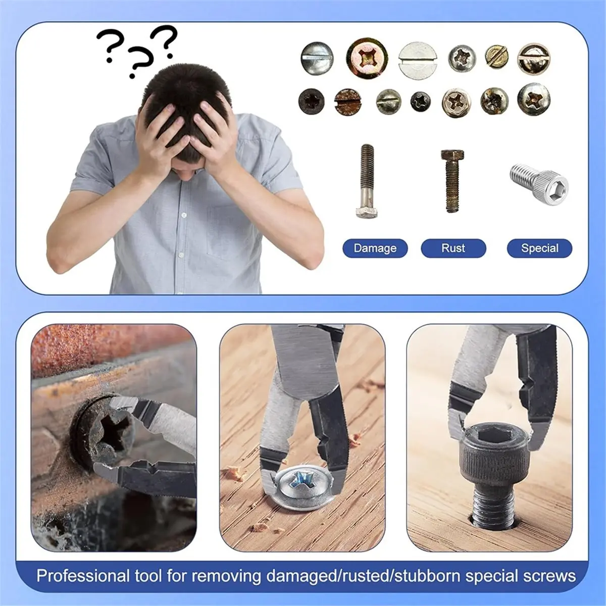 

Multi-Function Screw Extractor Pliers, Non-Slip Screw Removal Tool, Extracts Stripped, Broken, Rusted Screws