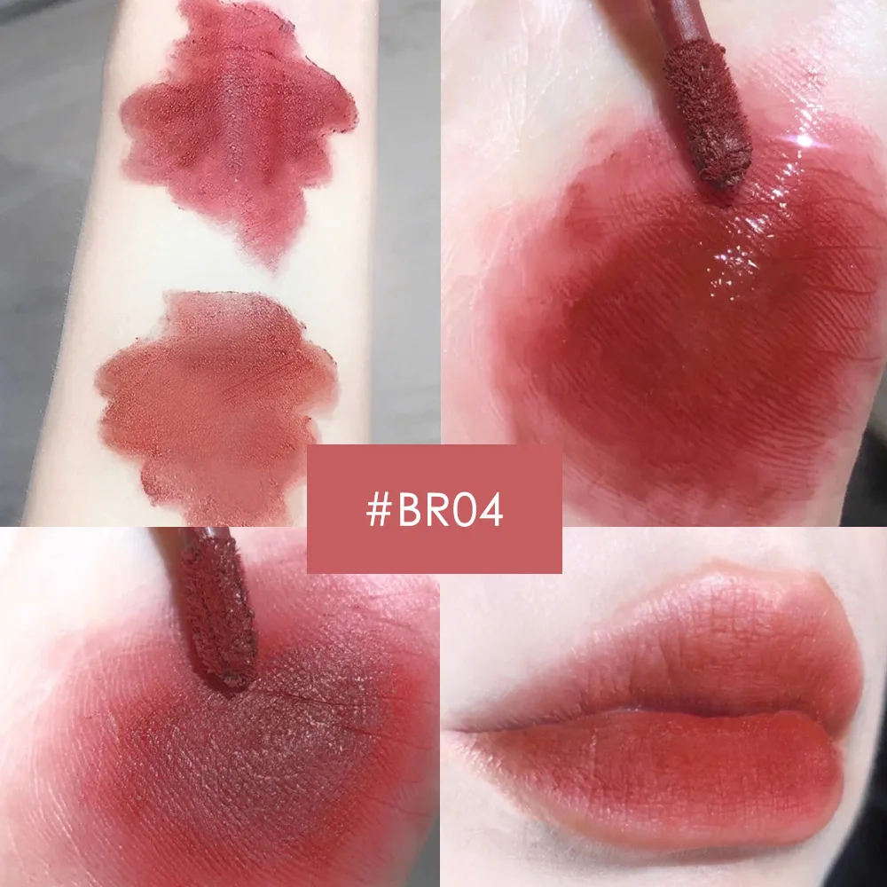 Batom matte de veludo batom líquido gloss castanha à prova dwaterproof água longa duração lábio vara mulher vermelho matiz estudante beleza cosméticos