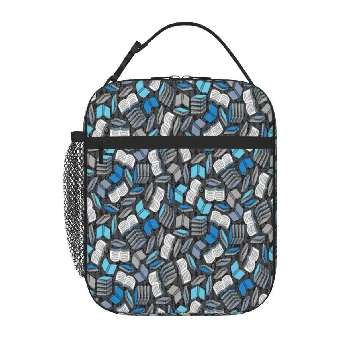 Hot Sale So Many Books Zipper Closure Thermal Food Carrier Roadside Stop Canvas Lunch Bag
