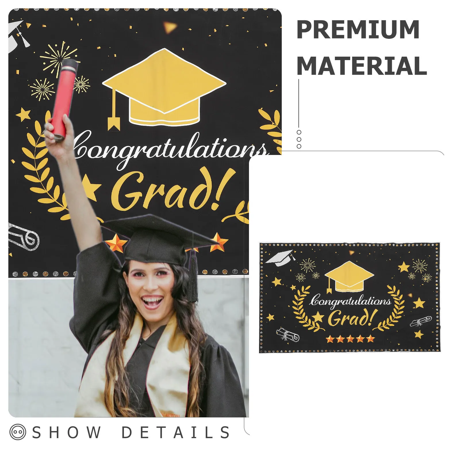 

1Pcs Graduation Hanging Banner Photo Background Party Decor Ornament Reusable Durable Party Supplies Graduate Backdrop