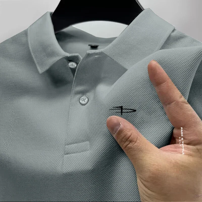 Men's monochrome casual cotton ball sweater slim fit short sleeved new product 2024 business casual new polo shirt popular fashi