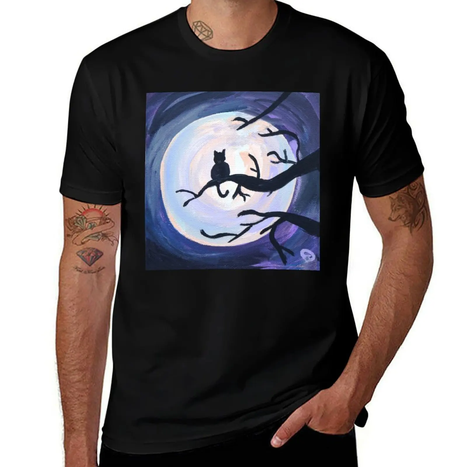 

Howl at the Moon - Original artwork by Dody Denman T-Shirt cotton man t-shirts oversizeds oversized t shirts for men