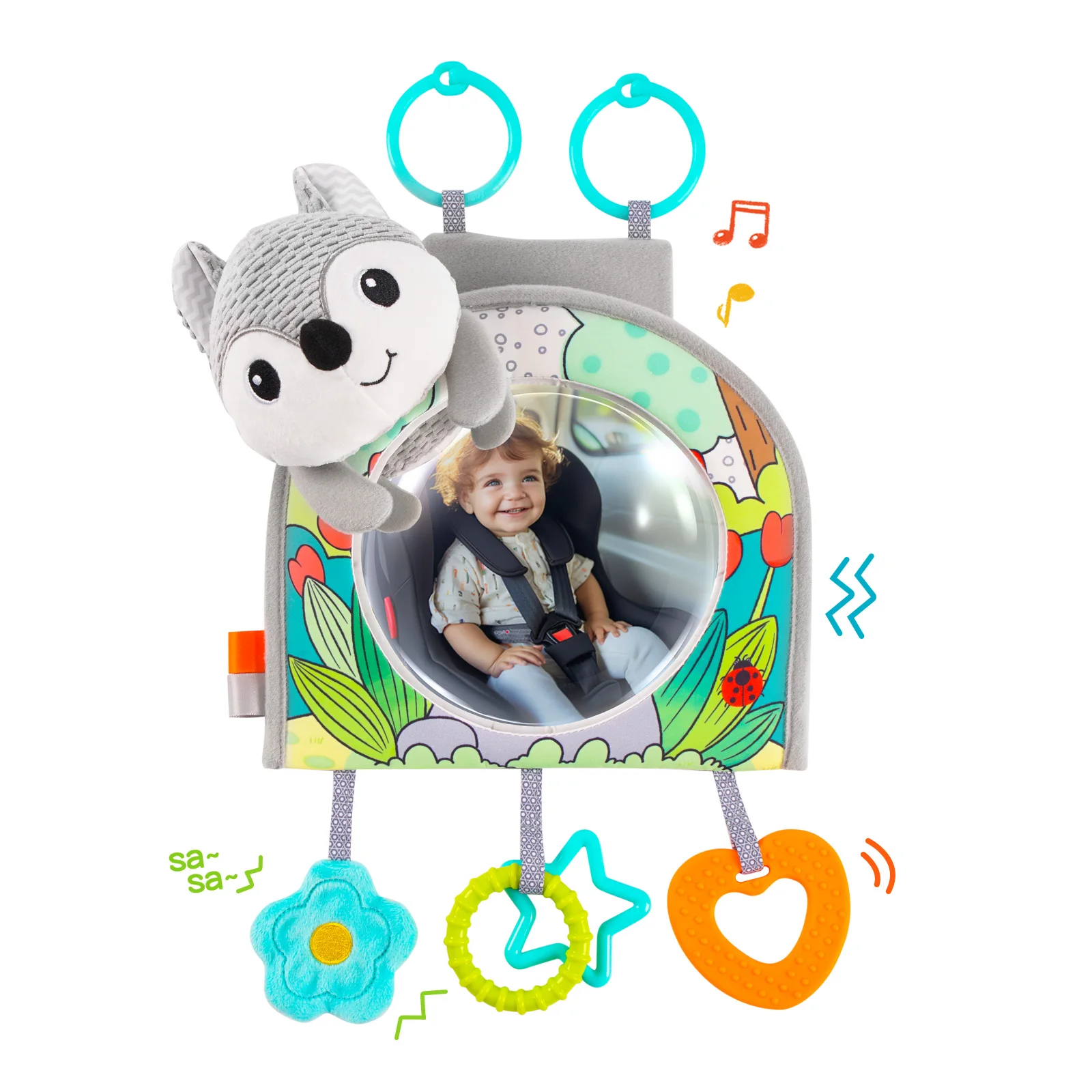 Infant Activity Center Newborn Play Tummy Time Toys Hanging Interactive Baby Toy with Travel Mirror for Sensory Develop